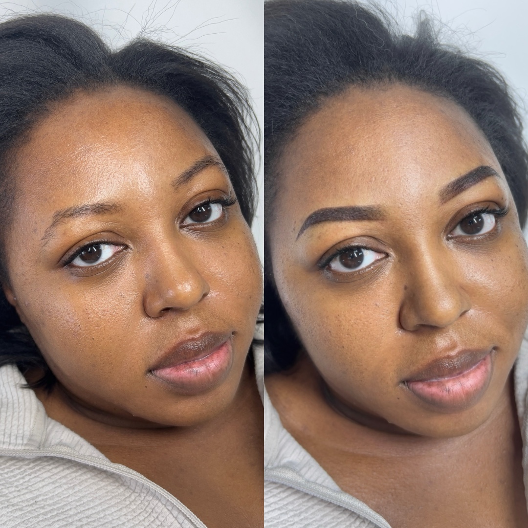 Ombré powder brow transformation by Kat of Ocean Aura Esthetics